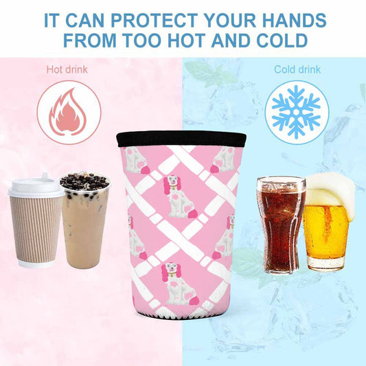 Pink Preppy Puppy Neoprene Cup Sleeve 3pcs