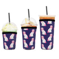 Pink Paws on Navy Neoprene Cup Sleeve 3pcs