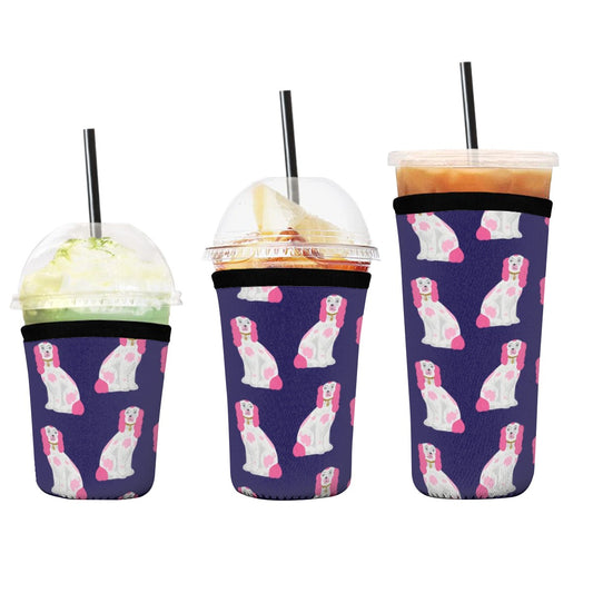 Pink Paws on Navy Neoprene Cup Sleeve 3pcs
