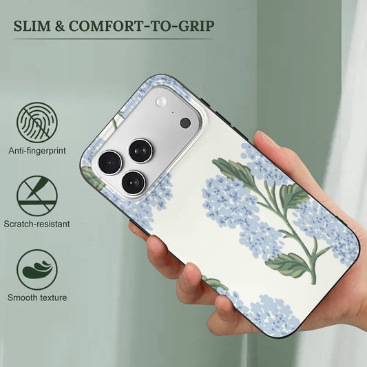 iPhone 17 Pro Max Case, blue hydrangeas