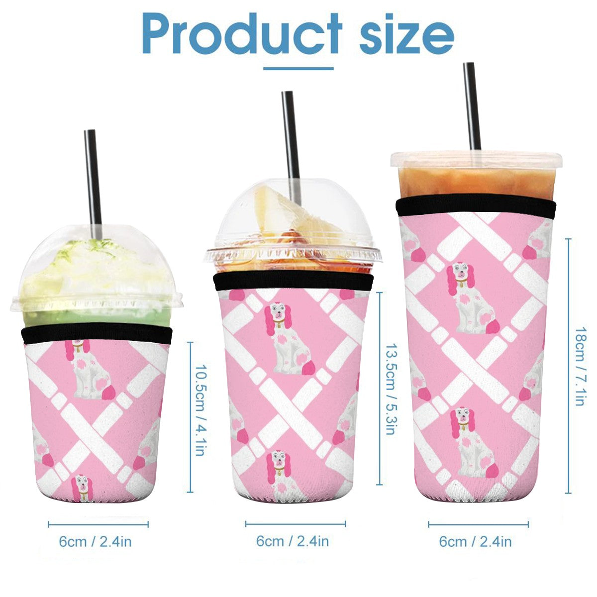 Pink Preppy Puppy Neoprene Cup Sleeve 3pcs