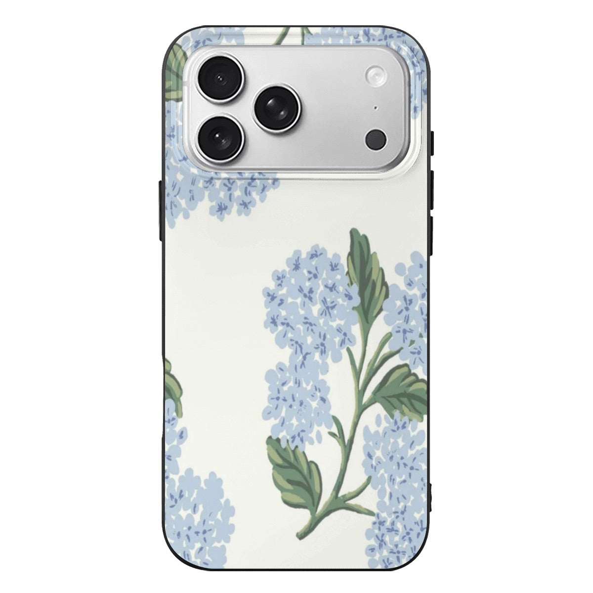 iPhone 17 Pro Max Case, blue hydrangeas